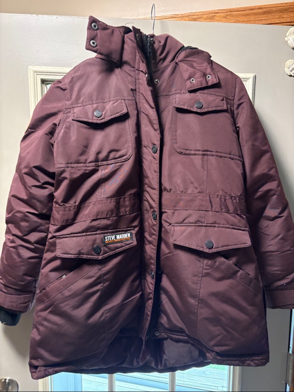 Maroon Steve Madden Burgundy Puffer Ski Jacket